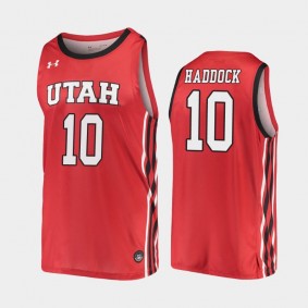 Utah Utes Brandon Haddock #10 Jersey Red 2019-20 Replica College Basketball Jersey - Utah Utes